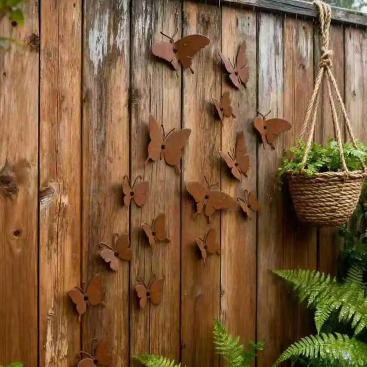 Set of 15 Rustic Handcrafted Metal Butterfly Wall Décor