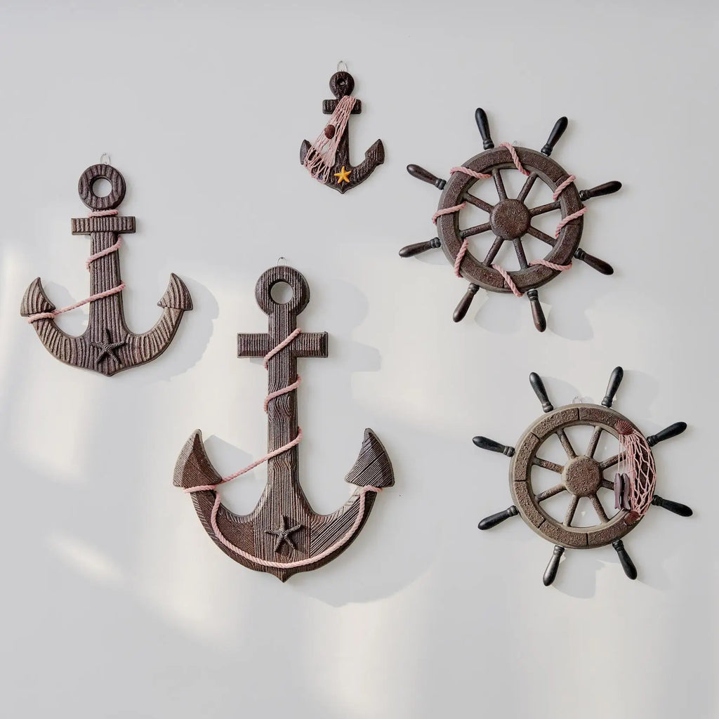 Handcrafted Distressed Mediterranean Wooden Ship Wall Hangings