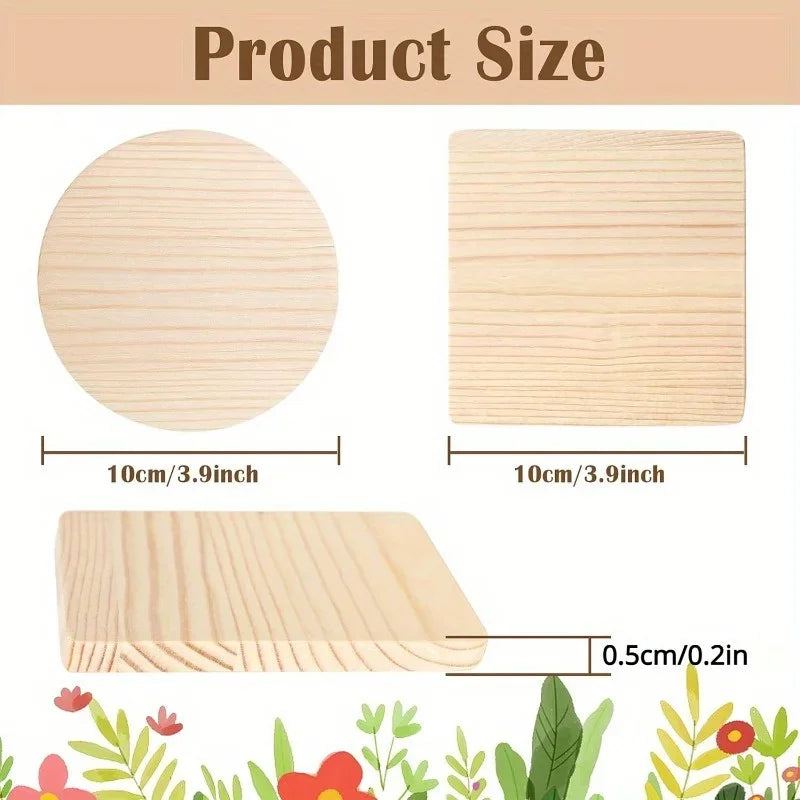 Unfinished Wooden Coaster Blanks, 15-Pack
