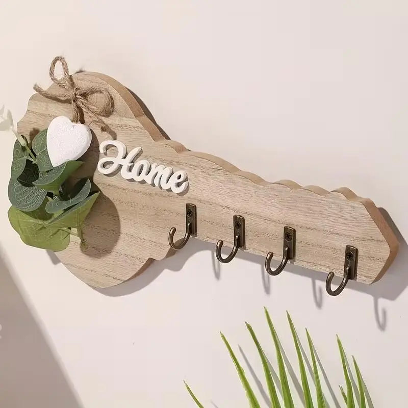 Wooden "Home" Key Holder Wall Decor