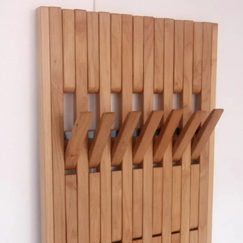 Solid Cherry Wood Wall-Mounted Retractable Coat & Hat Rack