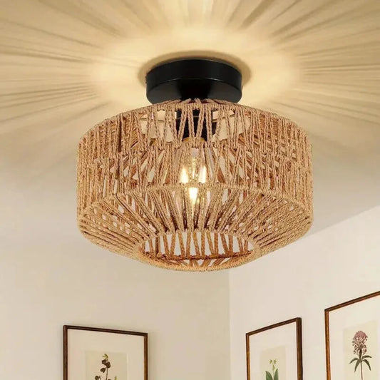 Farmhouse Woven Shade Chandelier
