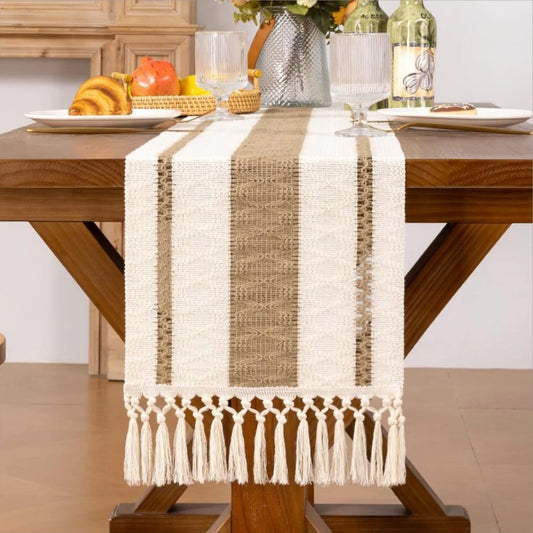 Boho Cotton Tassel Table Runner
