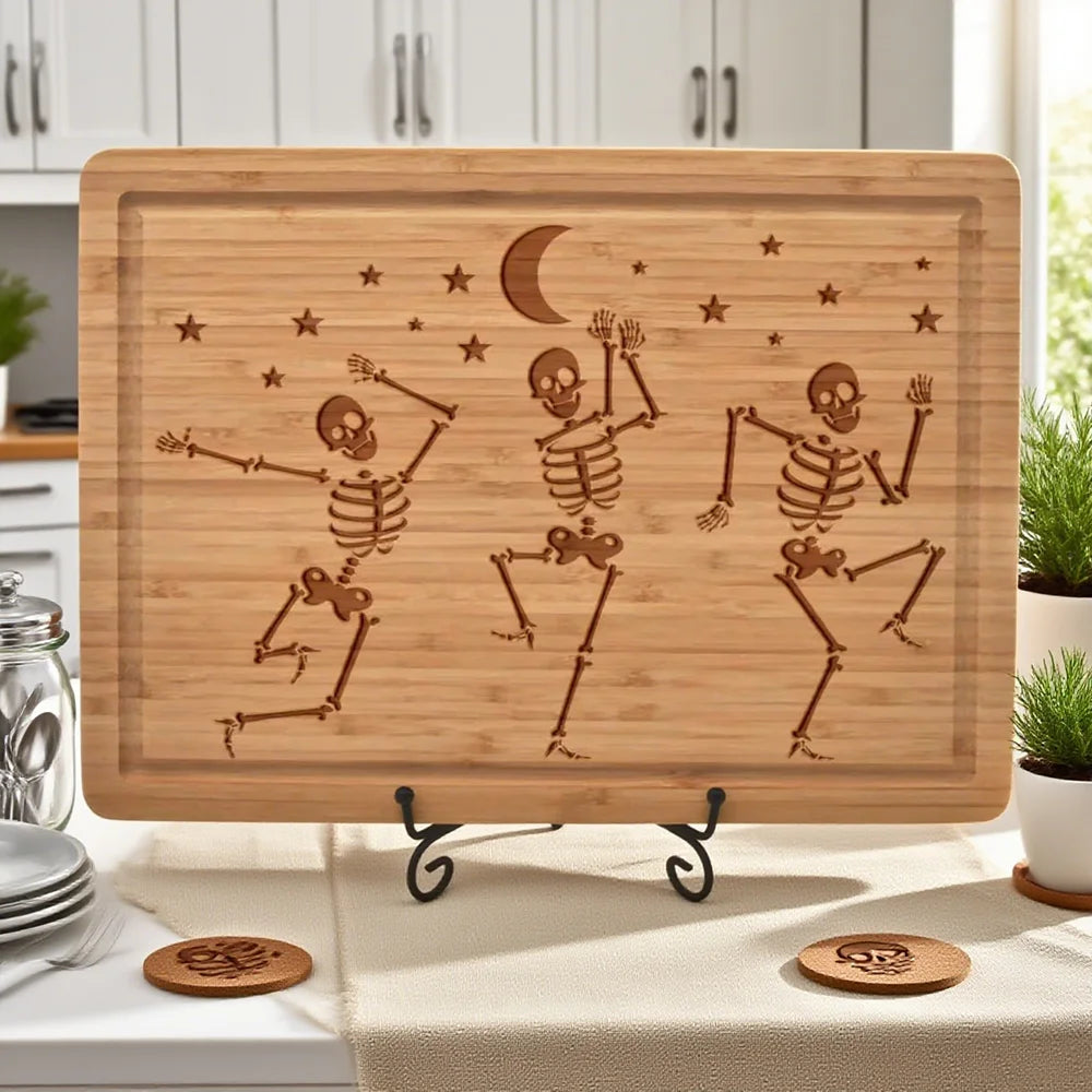 Dancing Skeleton Bamboo Cutting Board