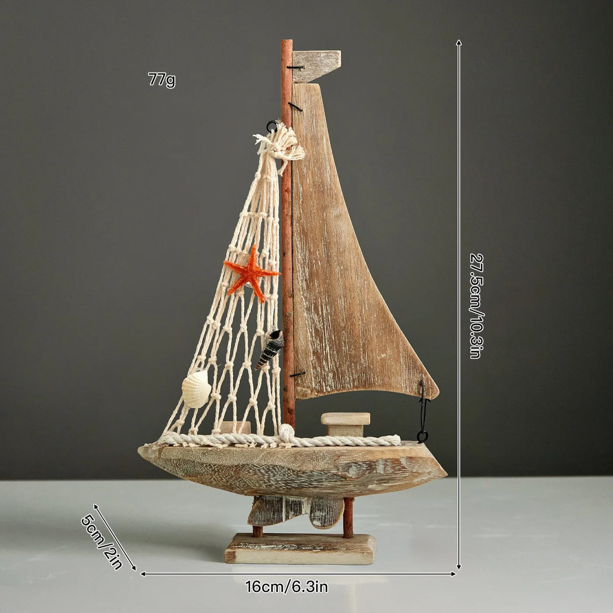 Mediterranean Style Wooden Sailing Boat Ornaments