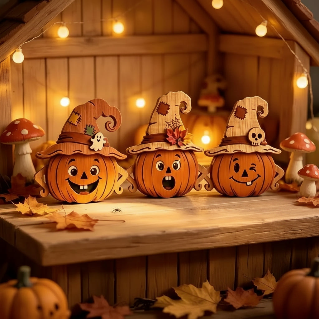 Wooden Farmhouse Pumpkin Ghost Ornament