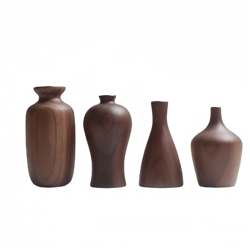 Handcrafted Walnut Wood Mini Vase — Minimalist Dried Flower Holder