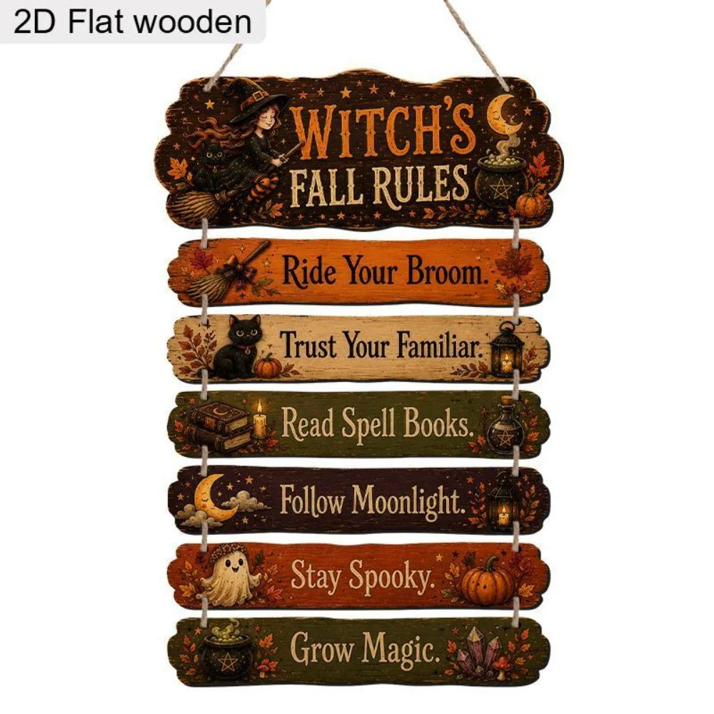 Vintage Witchy Autumn Wall Plaque