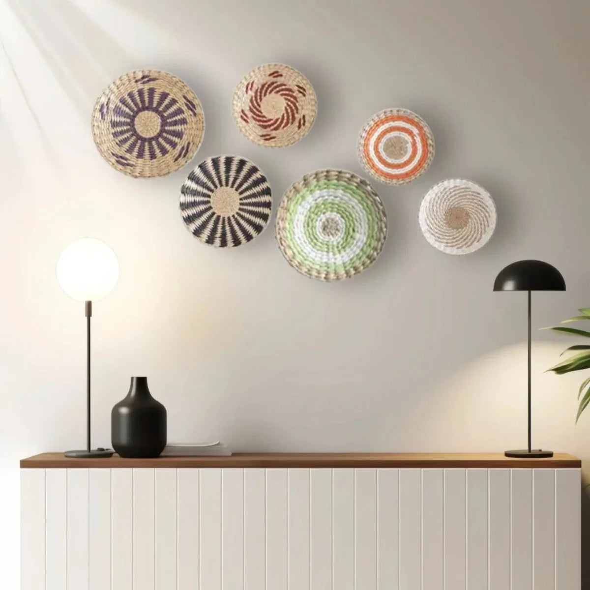 Straw Woven Wall Hanging Set
