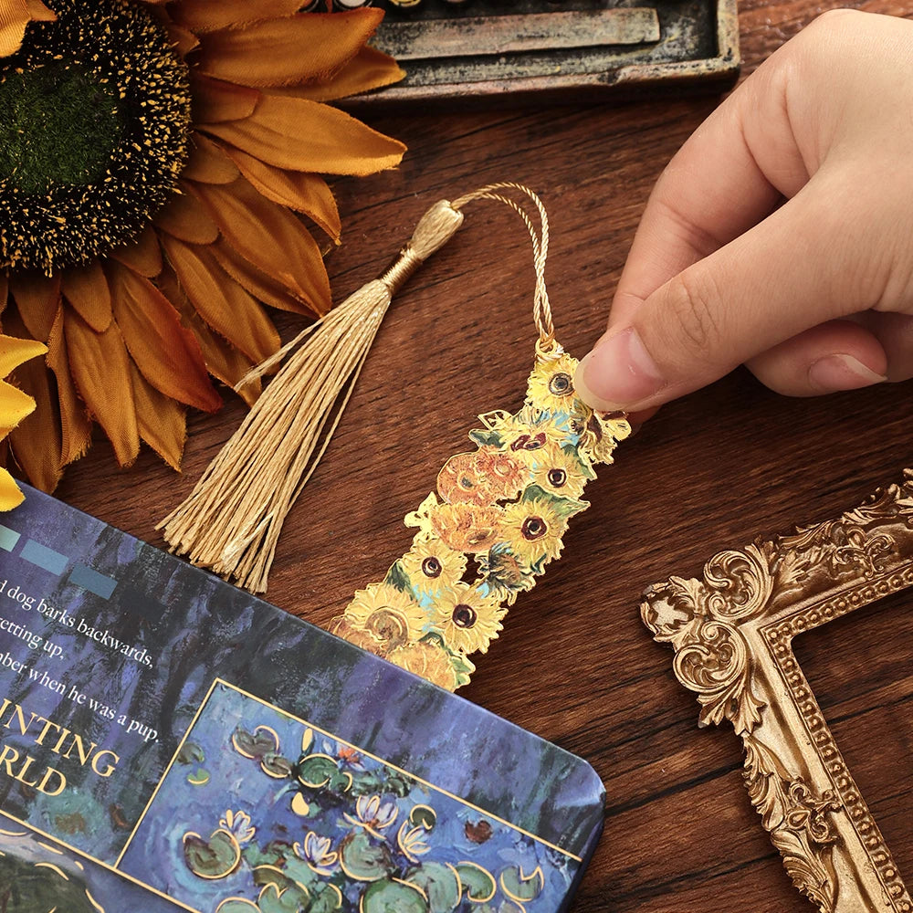 Vintage Hollow Metal Bookmark with Long Tassel