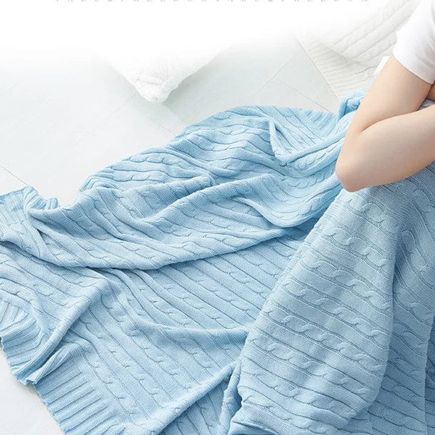 Cotton Cable-Knit Throw Blanket