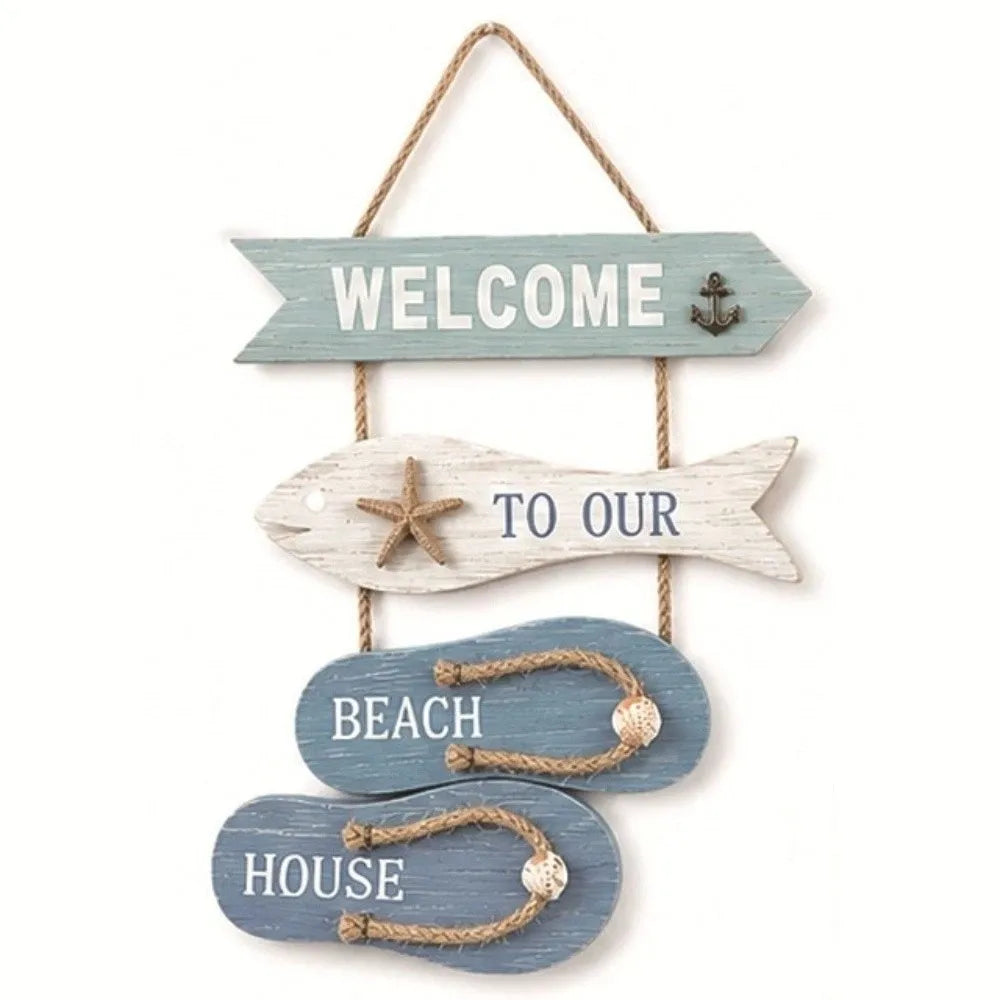 Coastal Wooden Flip Flop Wall Hanging | Ocean-Themed Farmhouse Décor