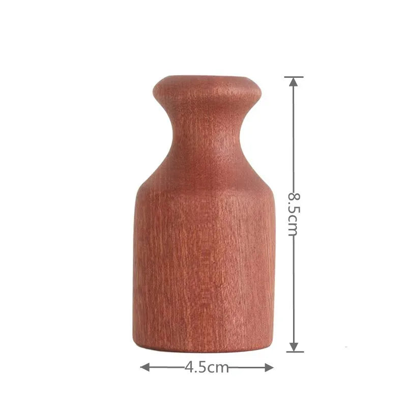 Wooden Flower Vase With Solid Wood Flowers