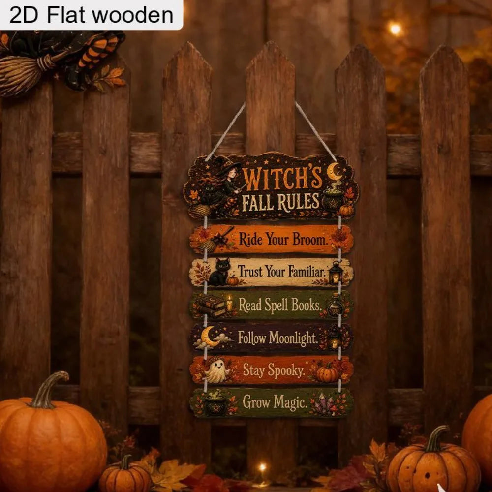 Vintage Witchy Autumn Wall Plaque