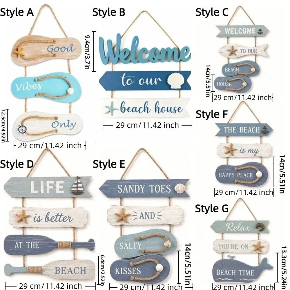 Coastal Wooden Flip Flop Wall Hanging | Ocean-Themed Farmhouse Décor