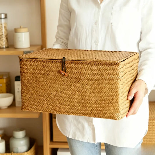 Seagrass Lidded Storage Basket