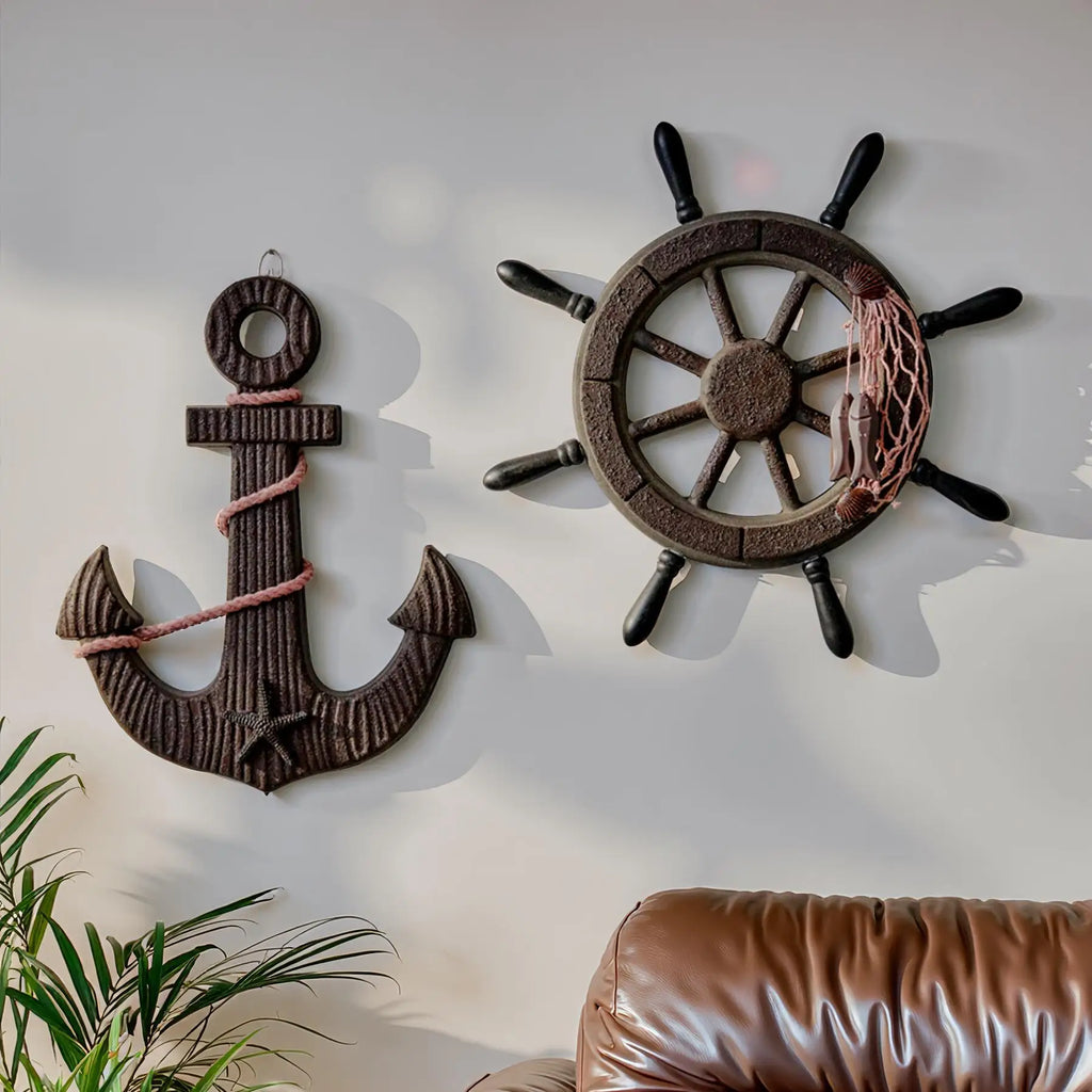 Handcrafted Distressed Mediterranean Wooden Ship Wall Hangings