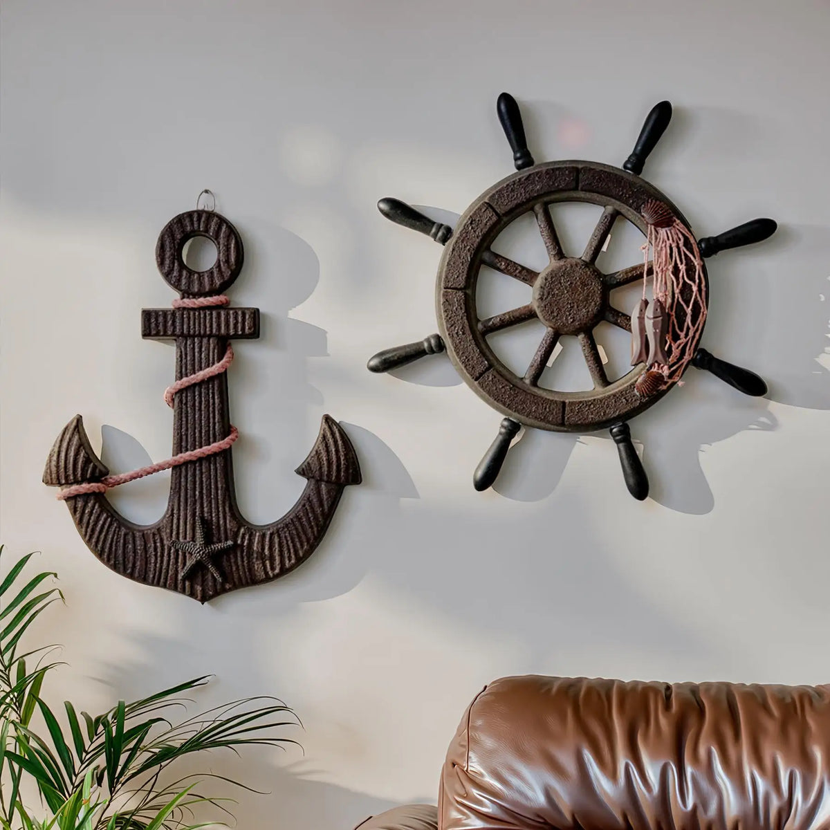 Handcrafted Distressed Mediterranean Wooden Ship Wall Hangings