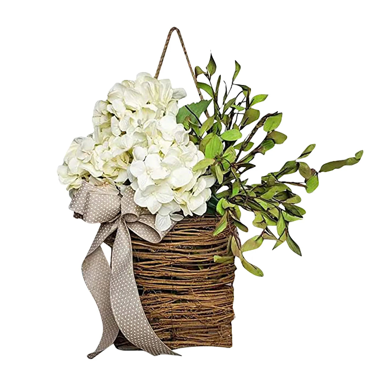 Spring Wildflower Door Basket Wreath | Farmhouse Cottage Garland