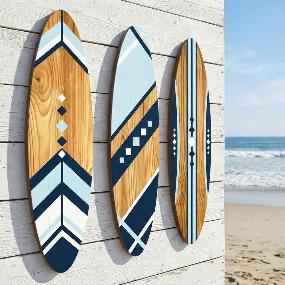 Set of 3 Tropical Surfboard Wall Decor