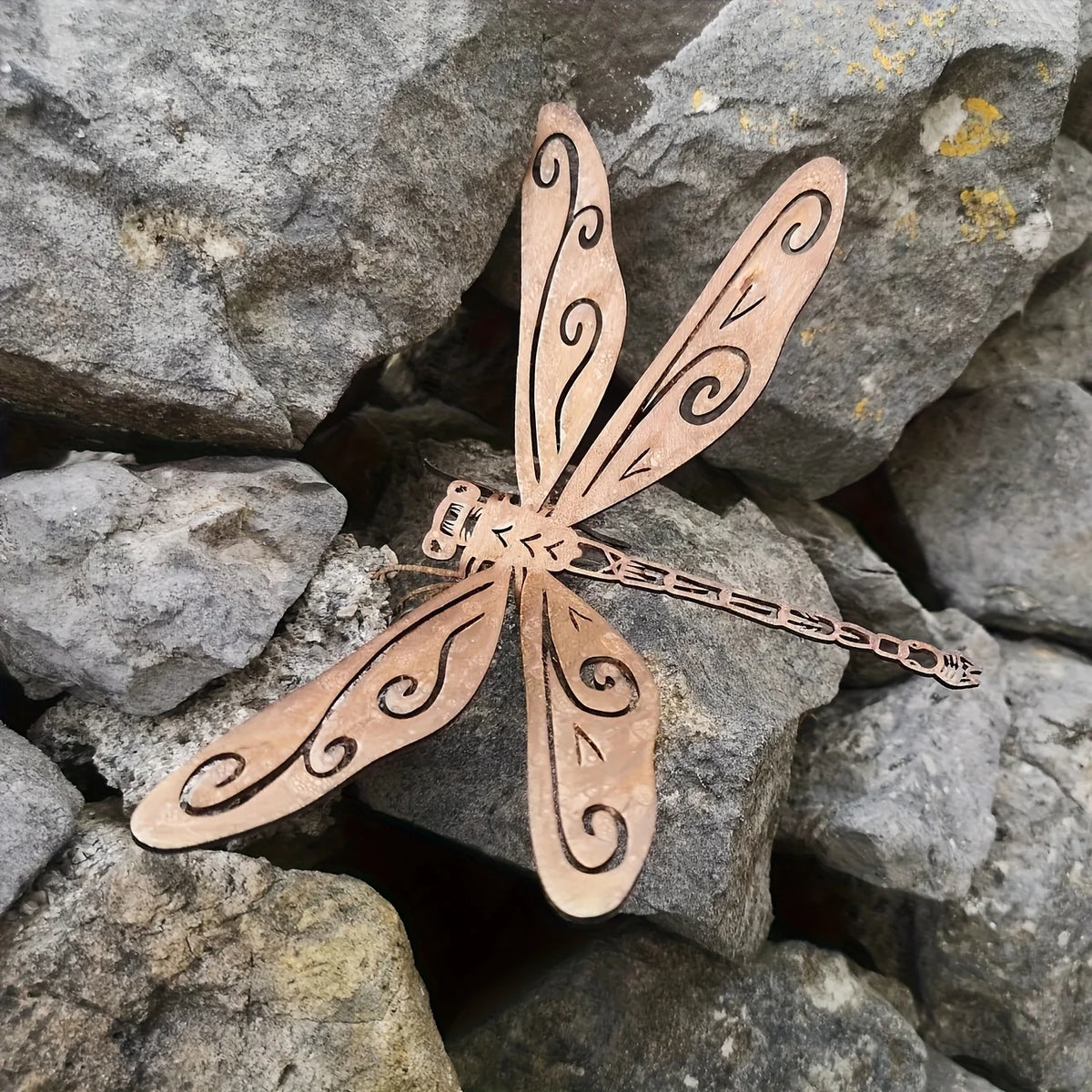 Rustic Metal Dragonfly Garden Statue