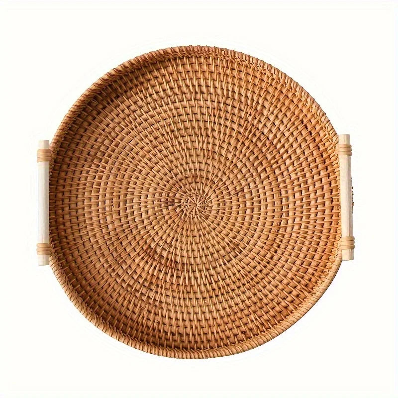 Handmade Wicker Serving Tray with Handles
