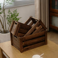 Retro Solid Wood Storage Basket Set