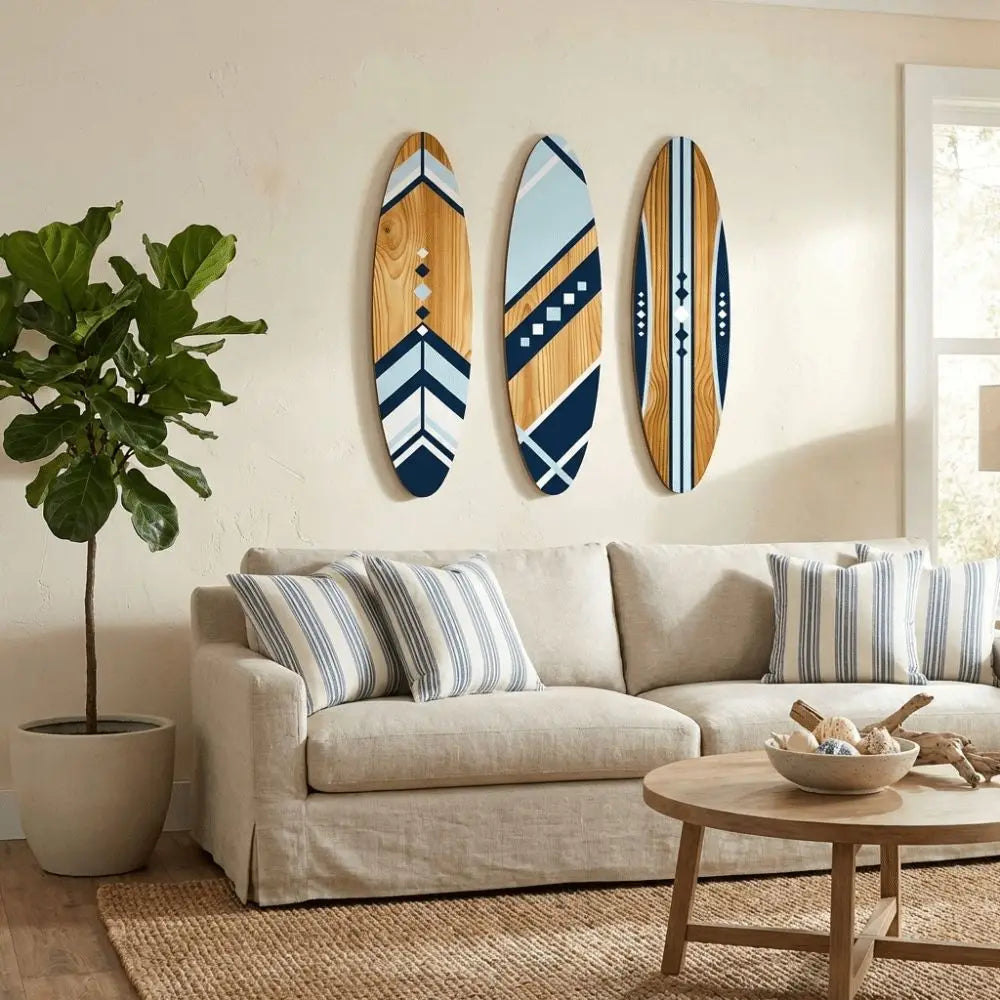 Set of 3 Tropical Surfboard Wall Decor