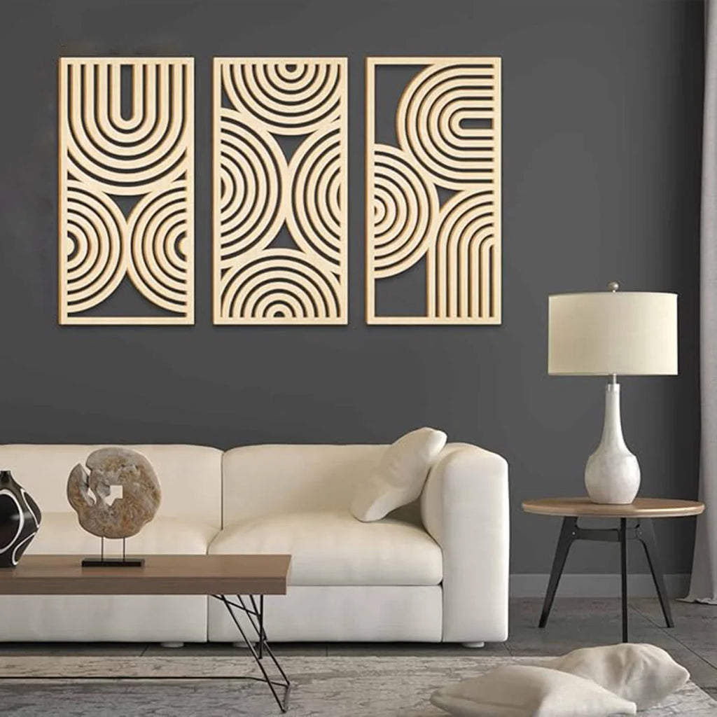3pcs Wooden Abstract Wall Art Deco