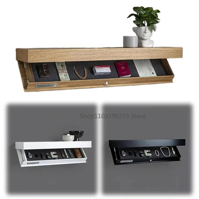 Wood Floating Wall Shelf with Hidden Secret Compartment