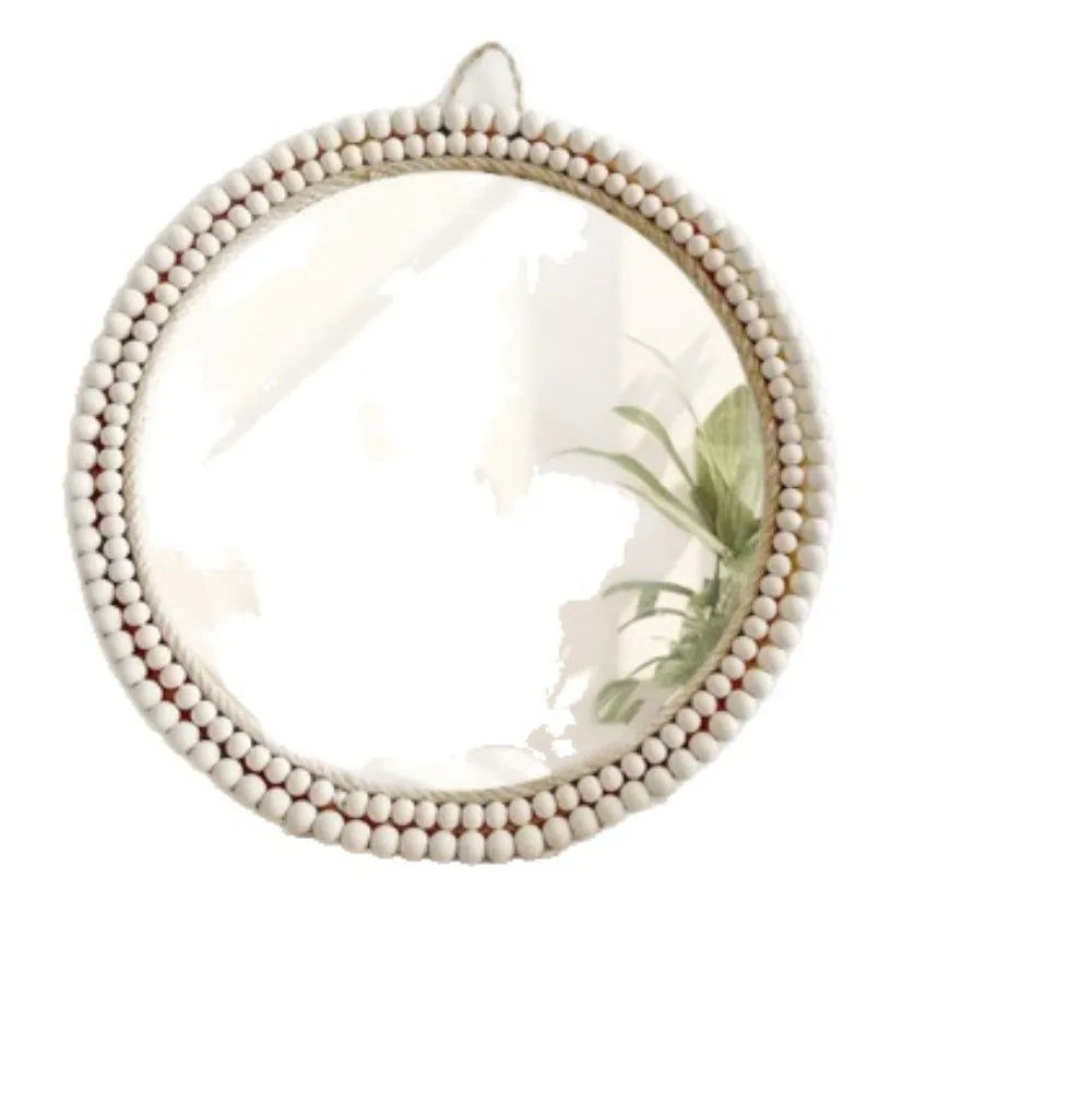 Mirror Decorated with Wooden Beads