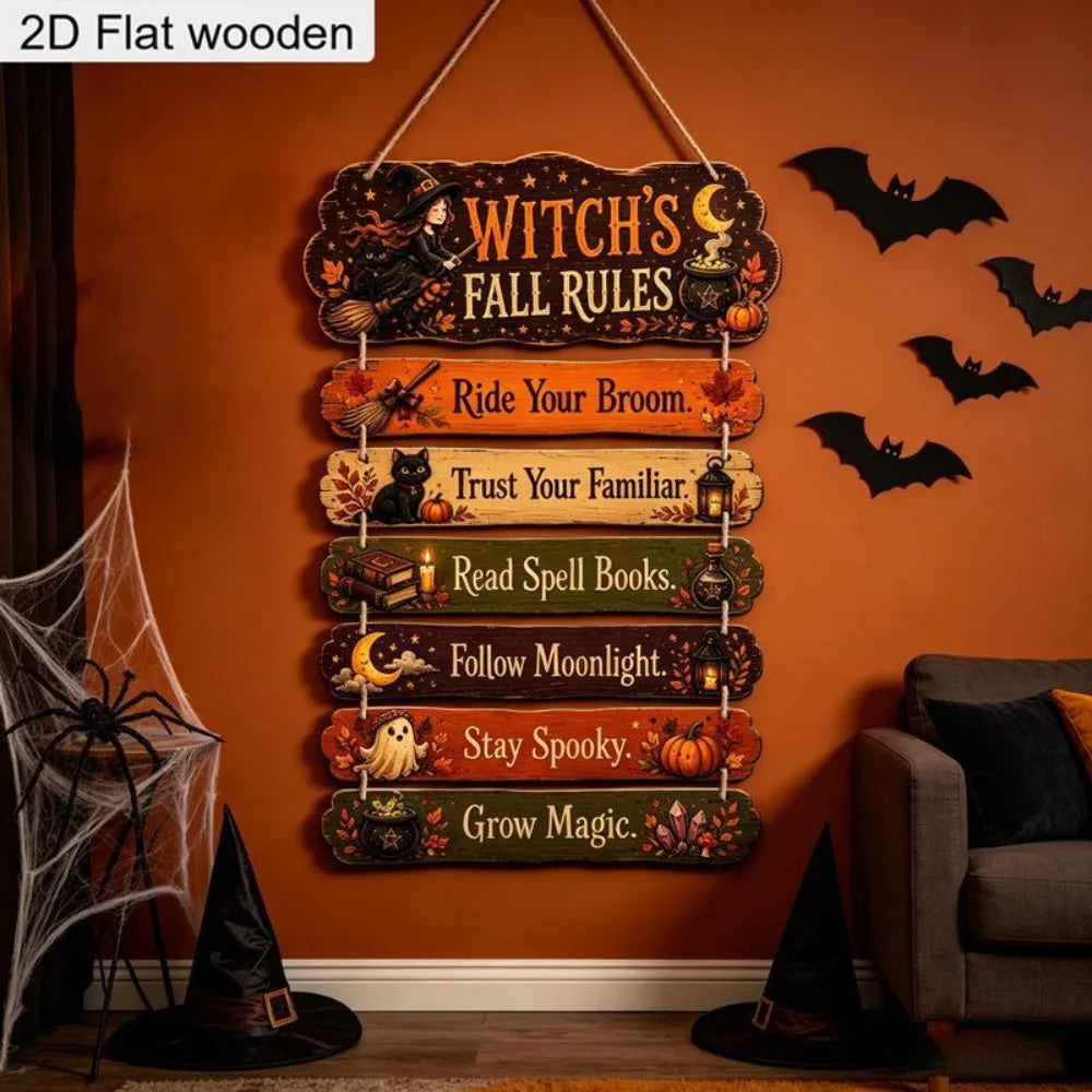 Vintage Witchy Autumn Wall Plaque