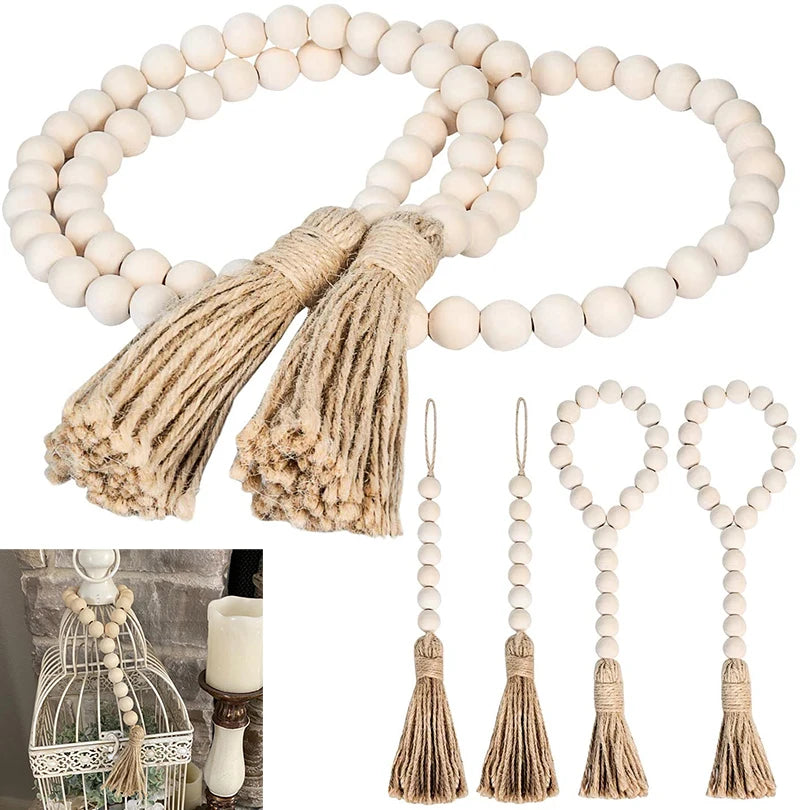 Wood Bead Tassel Garland