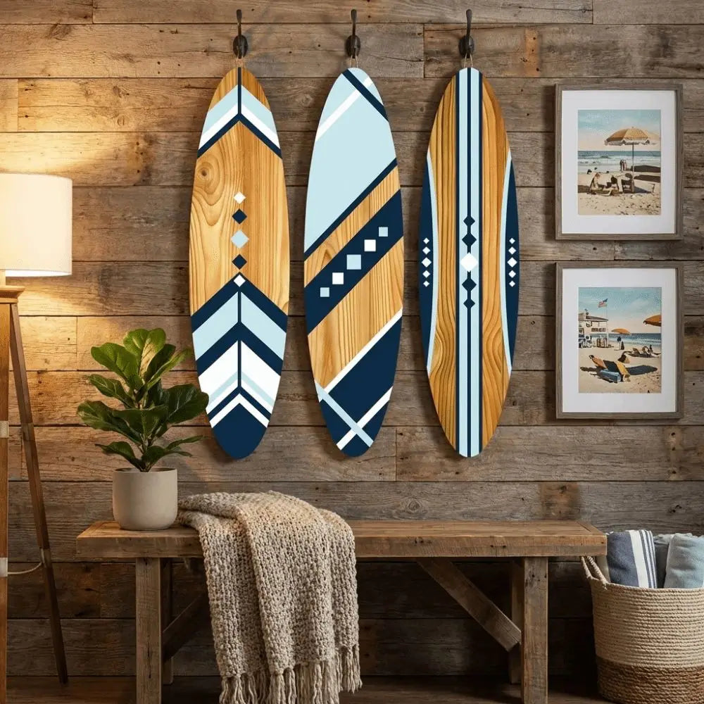 Set of 3 Tropical Surfboard Wall Decor