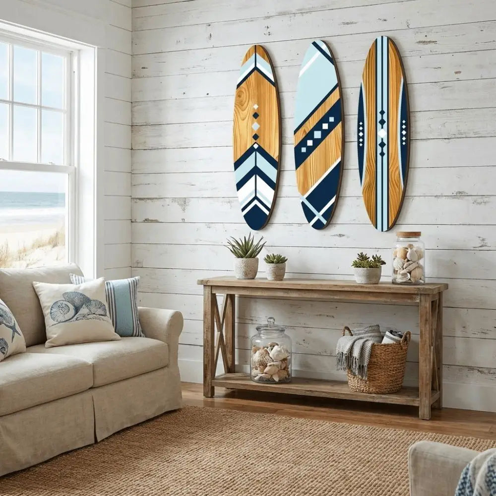 Set of 3 Tropical Surfboard Wall Decor
