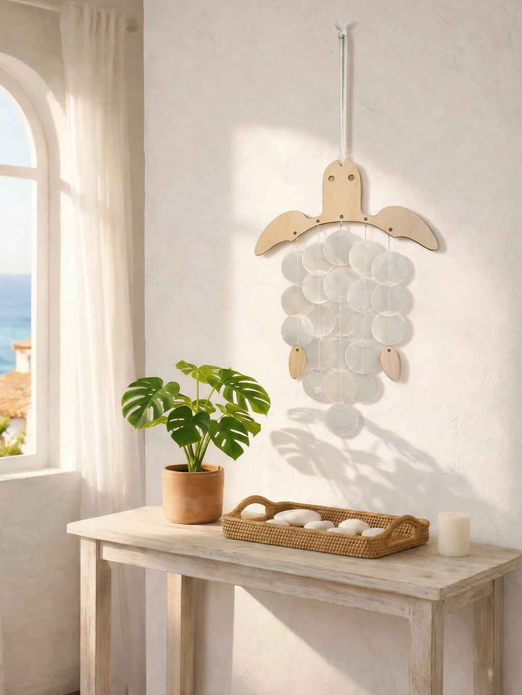 Handcrafted Turtle Capiz Shell Wind Chime