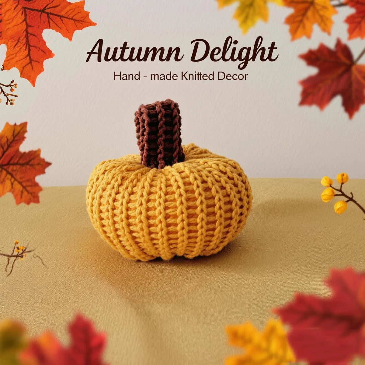 Handmade Rustic Farmhouse Knitted Pumpkin Decor Set