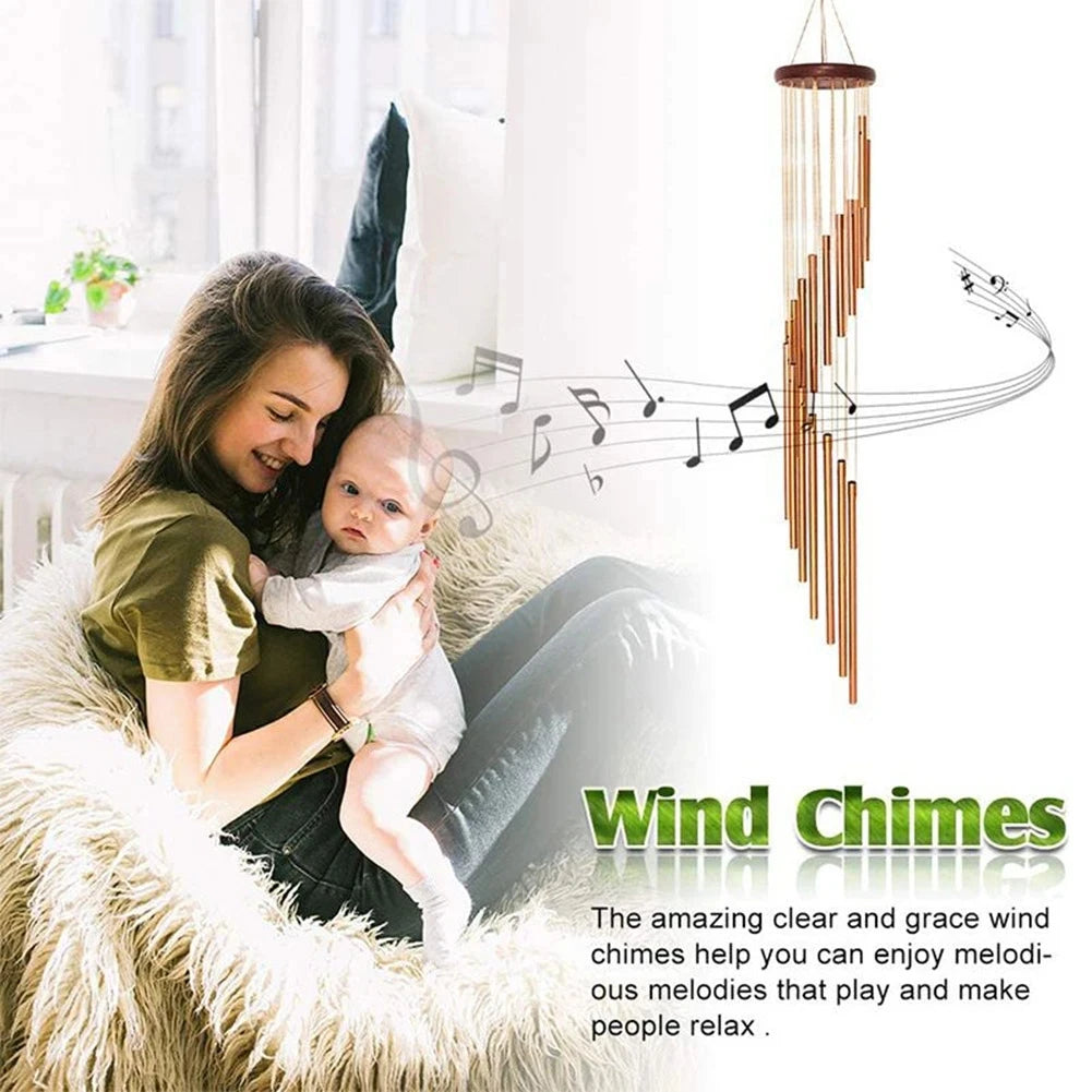 12-Tube Aluminum Wind Chimes with Gold & Silver Bells