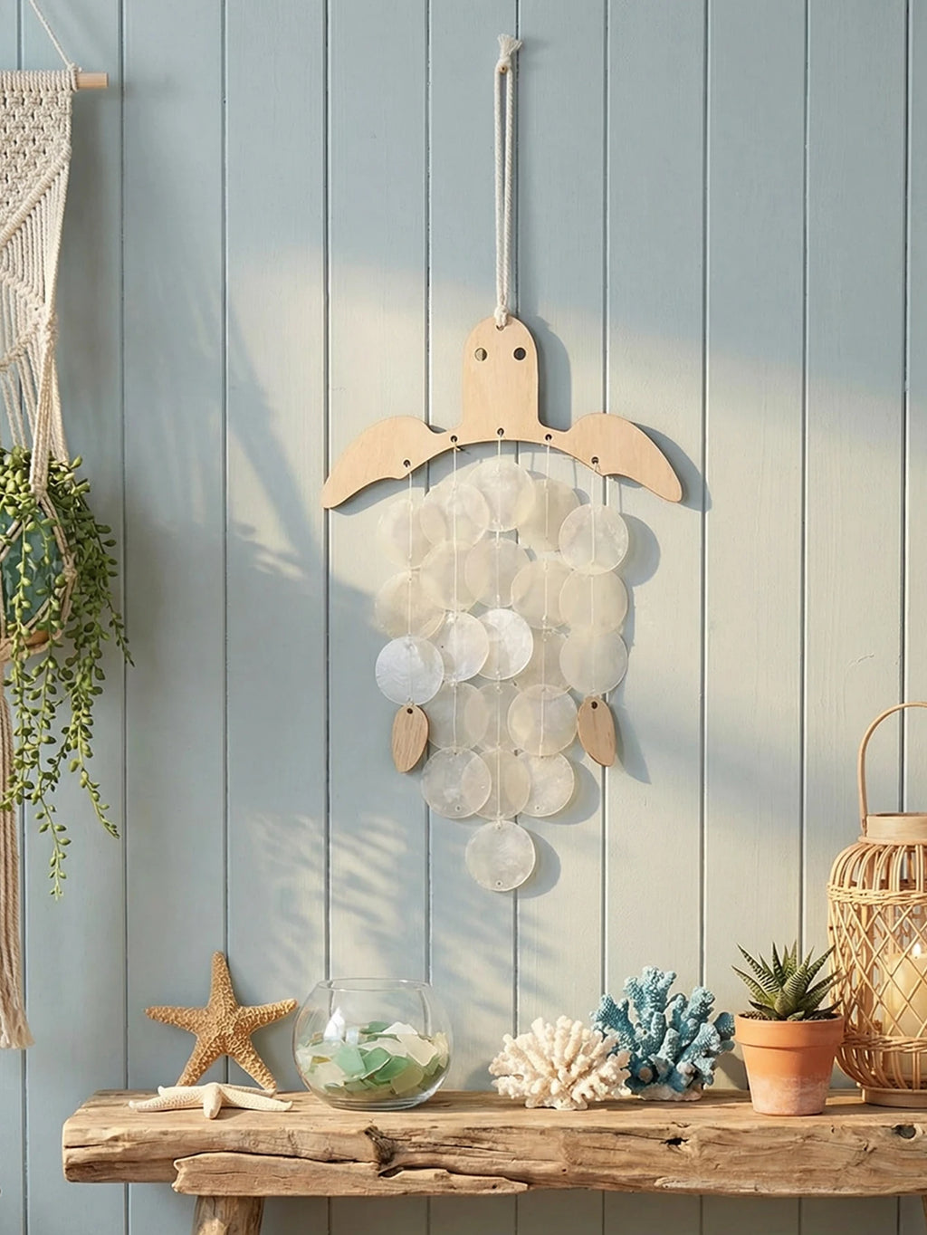 Handcrafted Turtle Capiz Shell Wind Chime