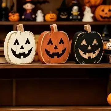 Wooden Farmhouse Pumpkin Ghost Ornament