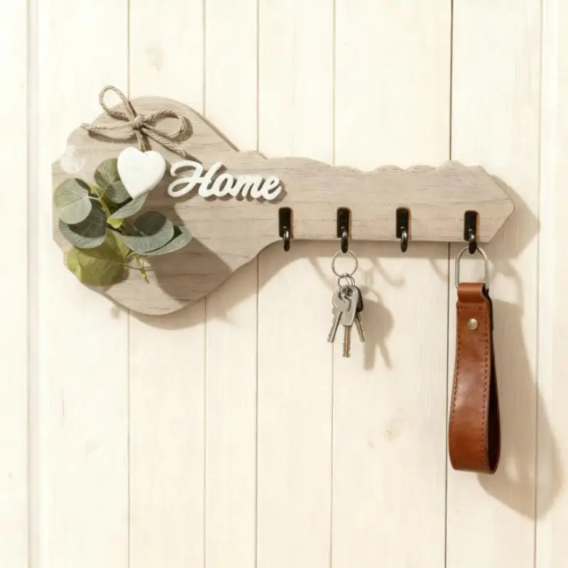 Wooden "Home" Key Holder Wall Decor