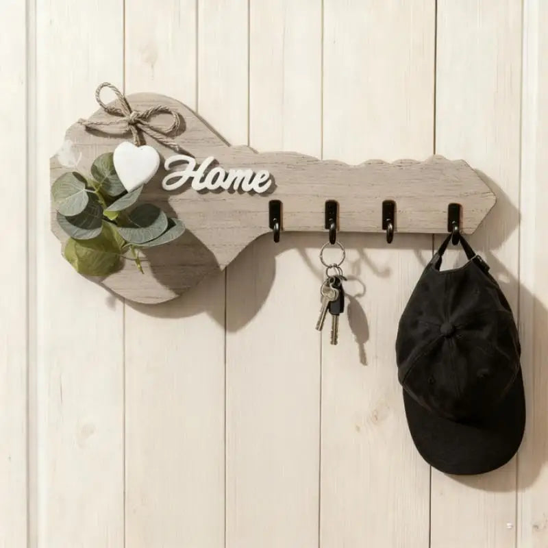 Wooden "Home" Key Holder Wall Decor