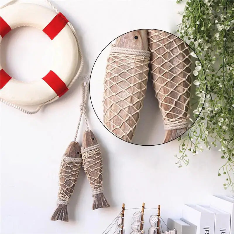 Hand-Carved Wooden Fish, Pair