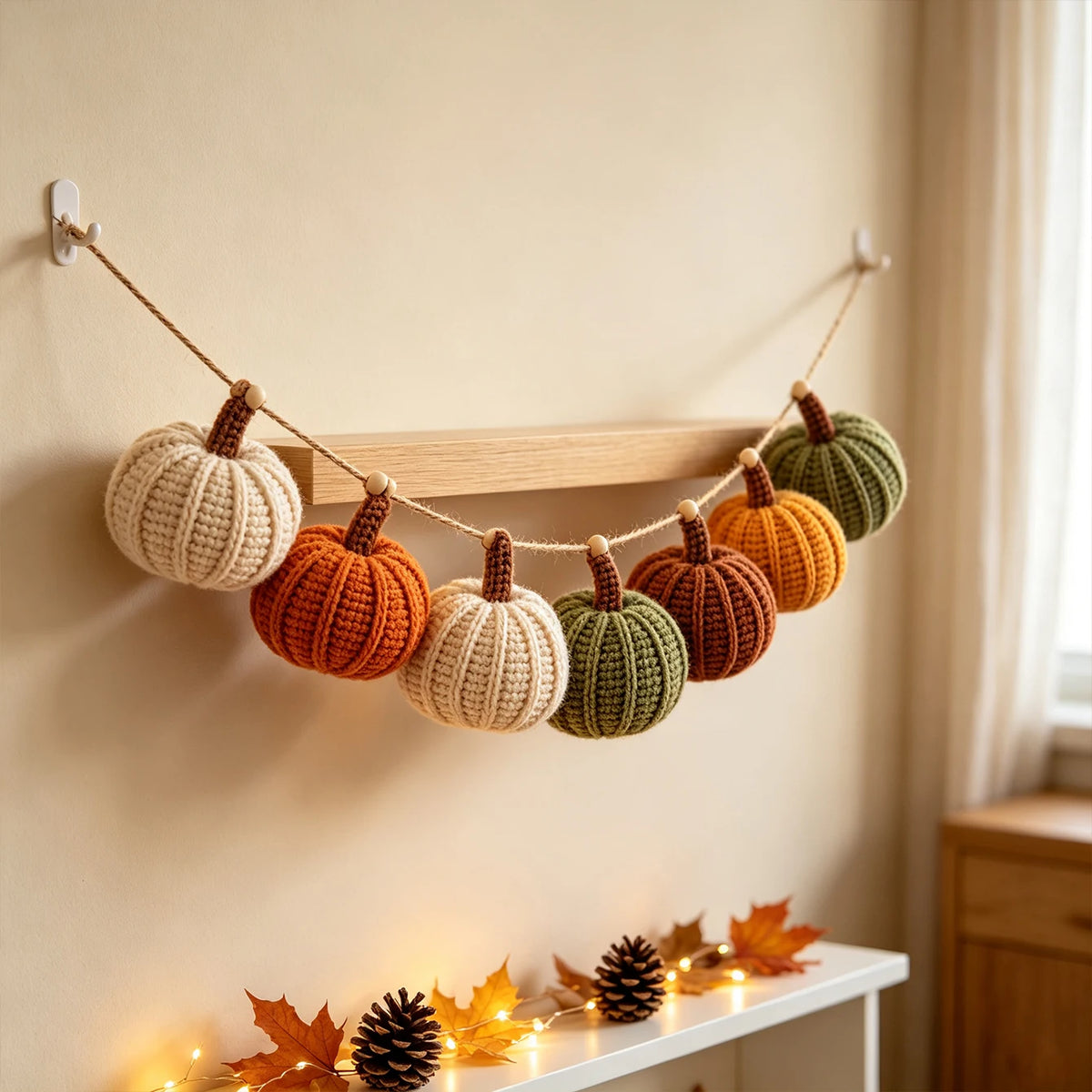 Handmade Rustic Farmhouse Knitted Pumpkin Decor Set