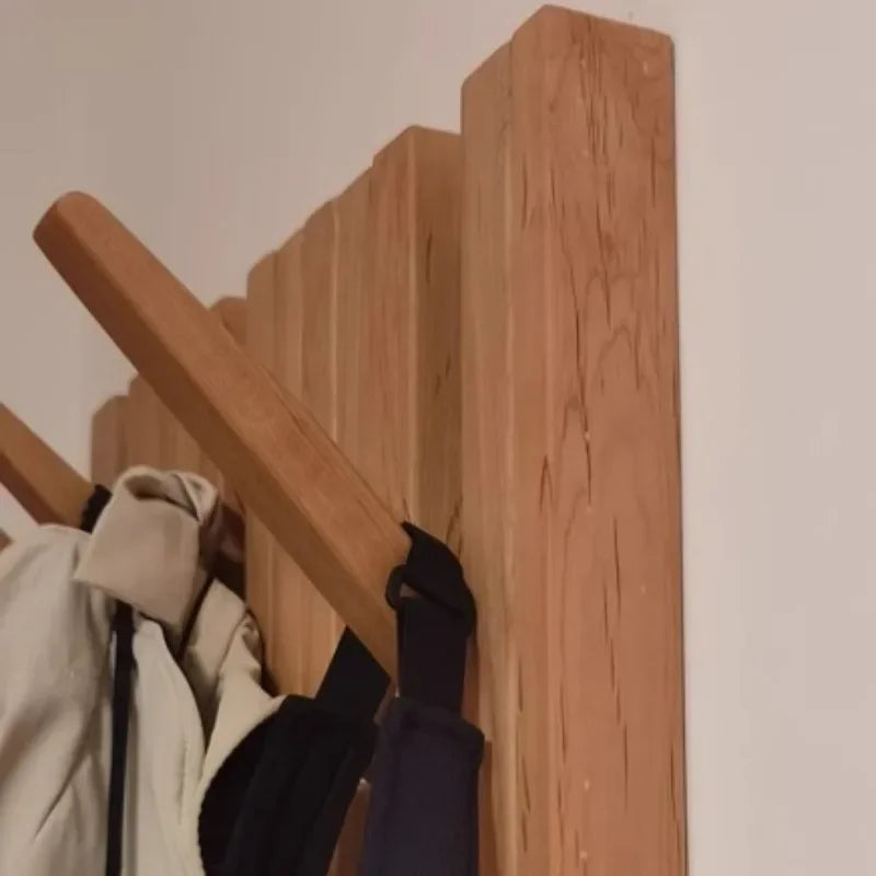 Solid Cherry Wood Wall-Mounted Retractable Coat & Hat Rack