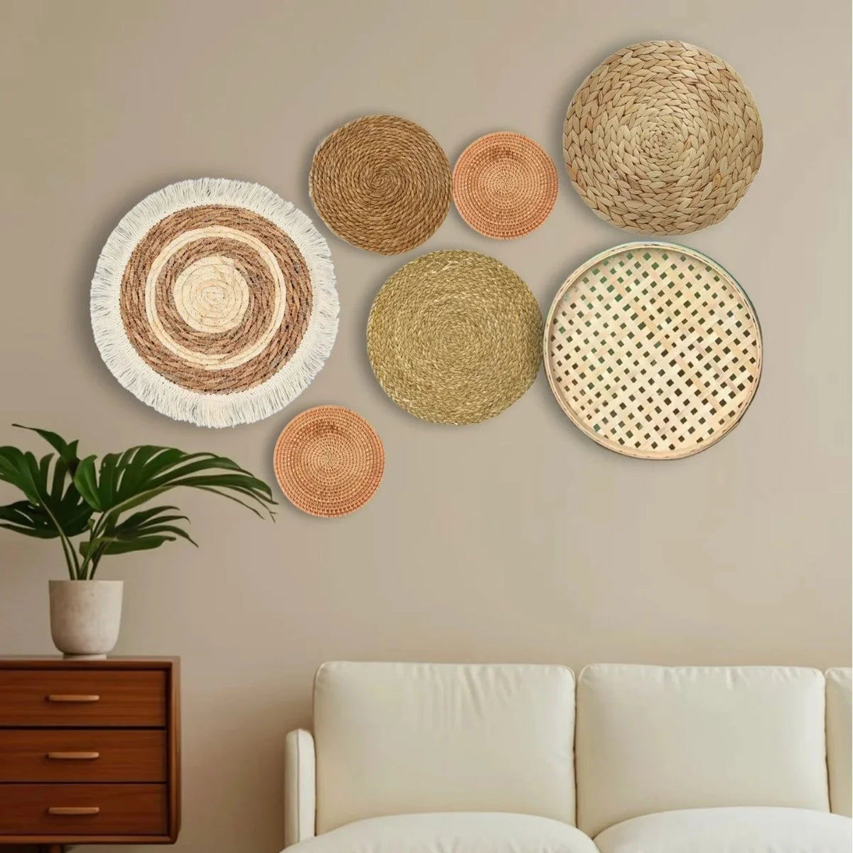Straw Woven Wall Hanging Set
