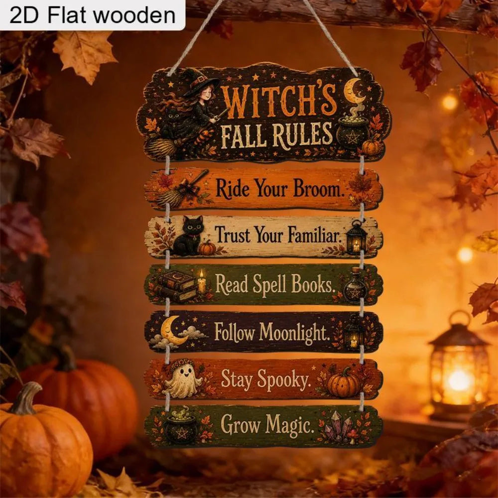Vintage Witchy Autumn Wall Plaque