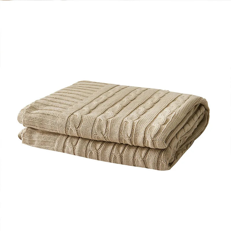Cotton Cable-Knit Throw Blanket