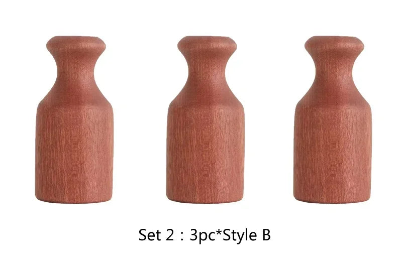Wooden Flower Vase With Solid Wood Flowers