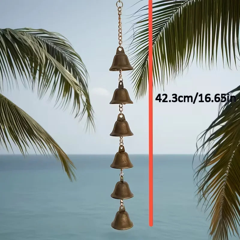 Rustic Iron Wind Chime with Decorative Chain